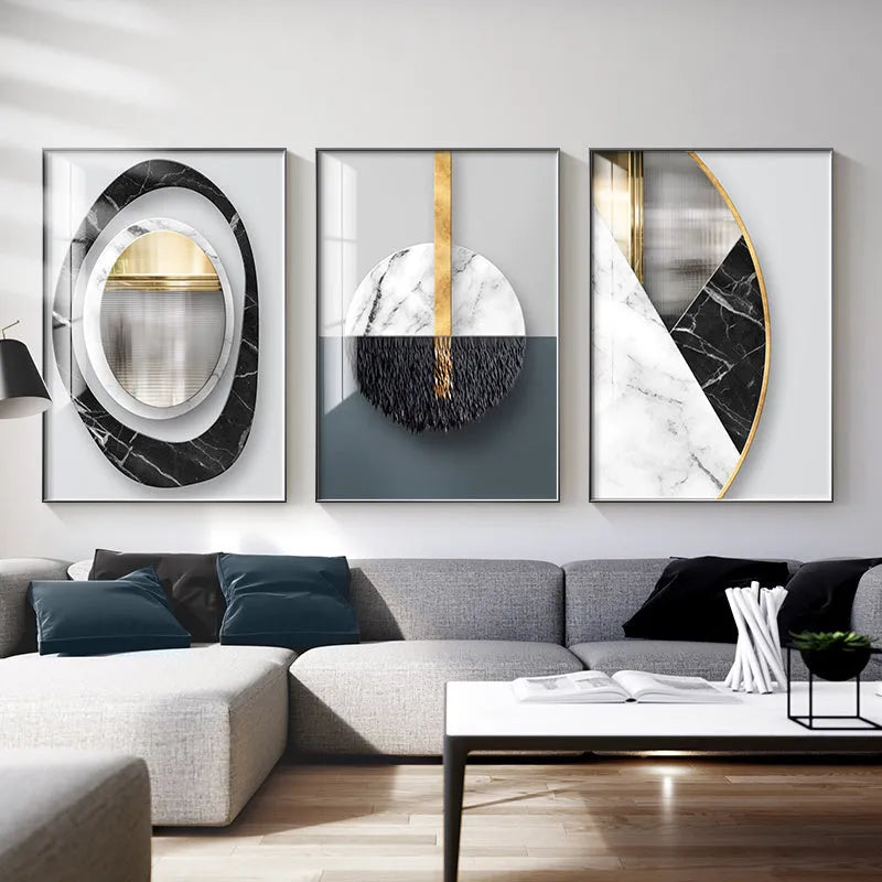 Abstract geometric pattern canvas wall painting in multiple size options