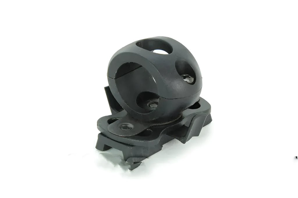 Helmet rail flashlight fixture bracket for MICH IBH systems in black PA material