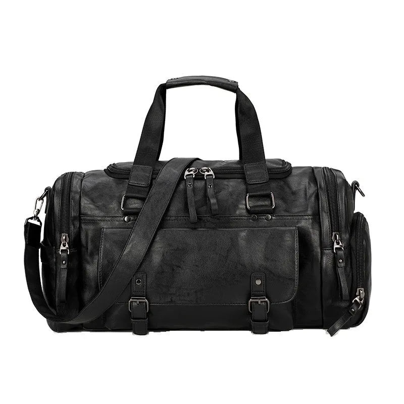 Black large capacity travel bag for shoes and trainers with dimensions 52cm by 19cm by 27cm.