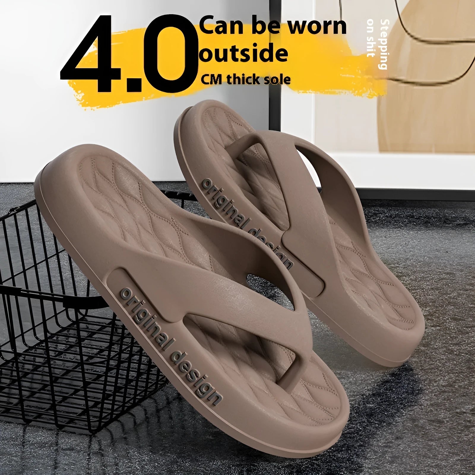 Men's EVA beach flip flops in various colours with injection-moulded sole construction