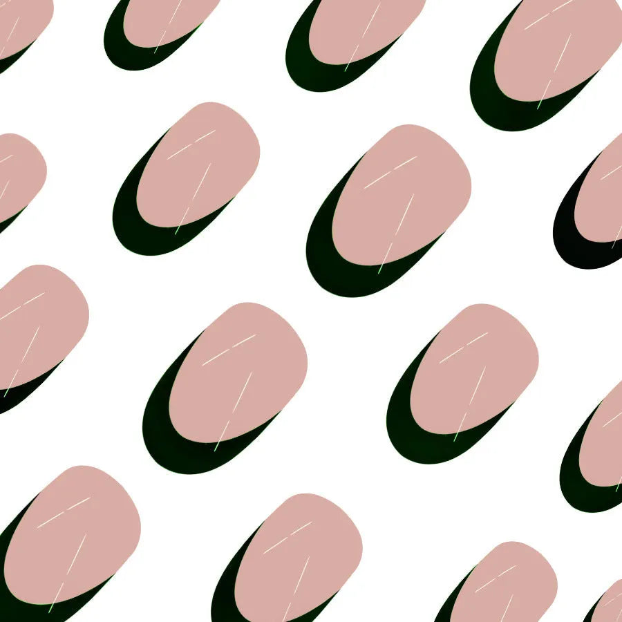24 black French style nail art pieces with short Almond shape on white background