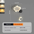 Cloud and star-shaped children's bedside wall lamp with LED lighting in black or white finish