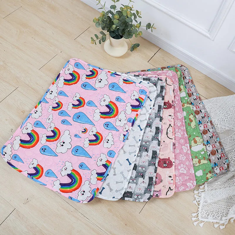 Reusable washable pet urine pad with animal pattern and waterproof gasket construction