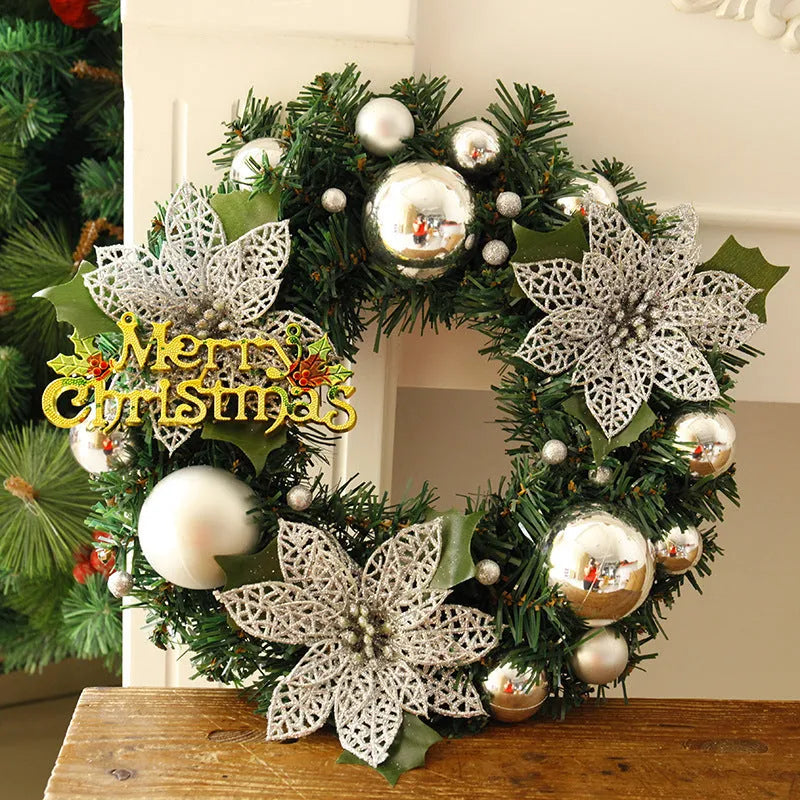 30cm multicolour plastic Christmas wreath in six colour options for festive decoration