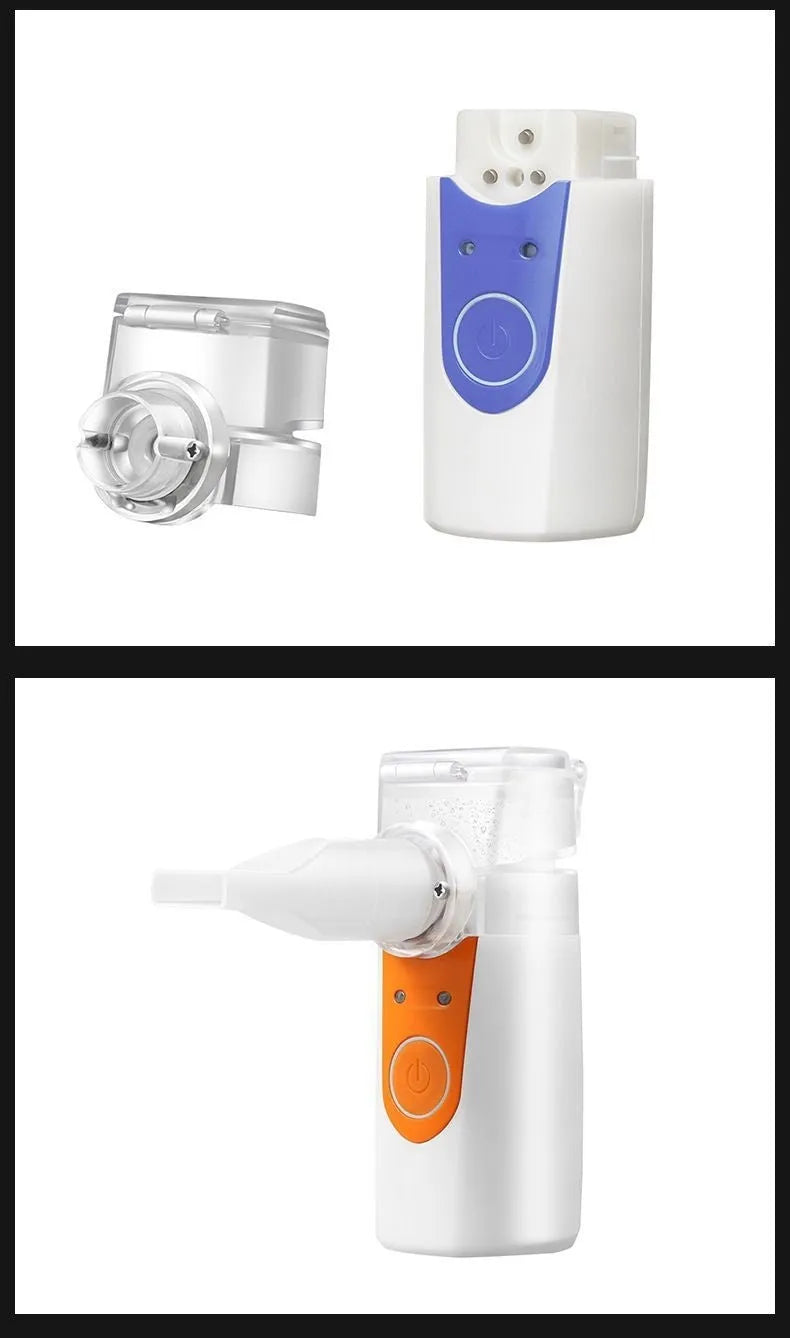 White plastic handheld nebuliser spray machine with USB charging port and single mist outlet