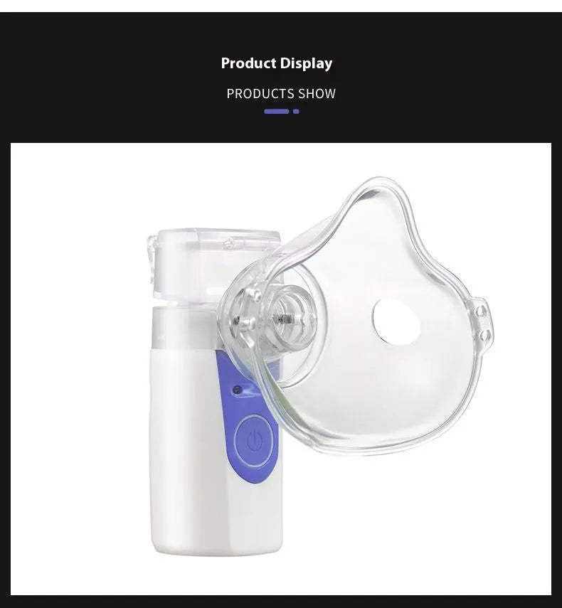 White plastic handheld nebuliser spray machine with USB charging port and single mist outlet