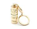 Gold zinc alloy waterproof LED flashlight attached to a keychain.