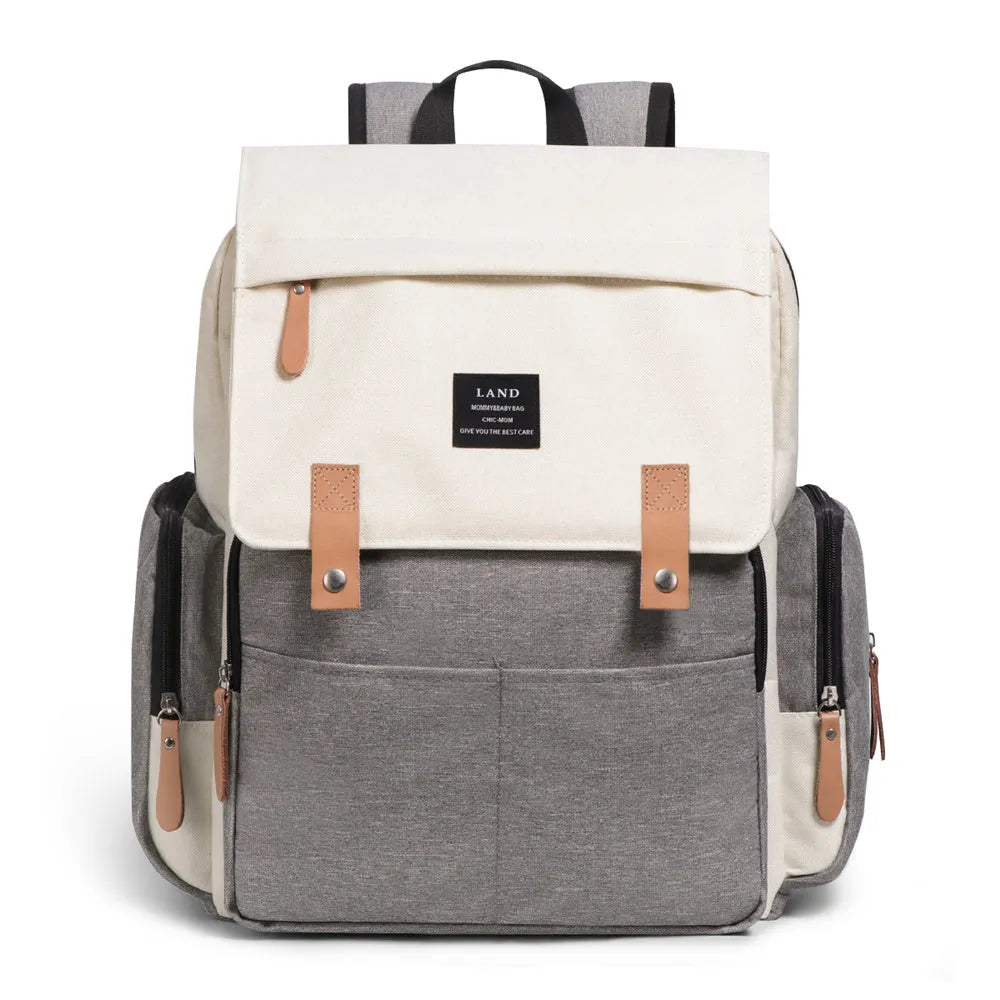 LAND Mommy large oxford cloth diaper backpack with changing mat in grey colour