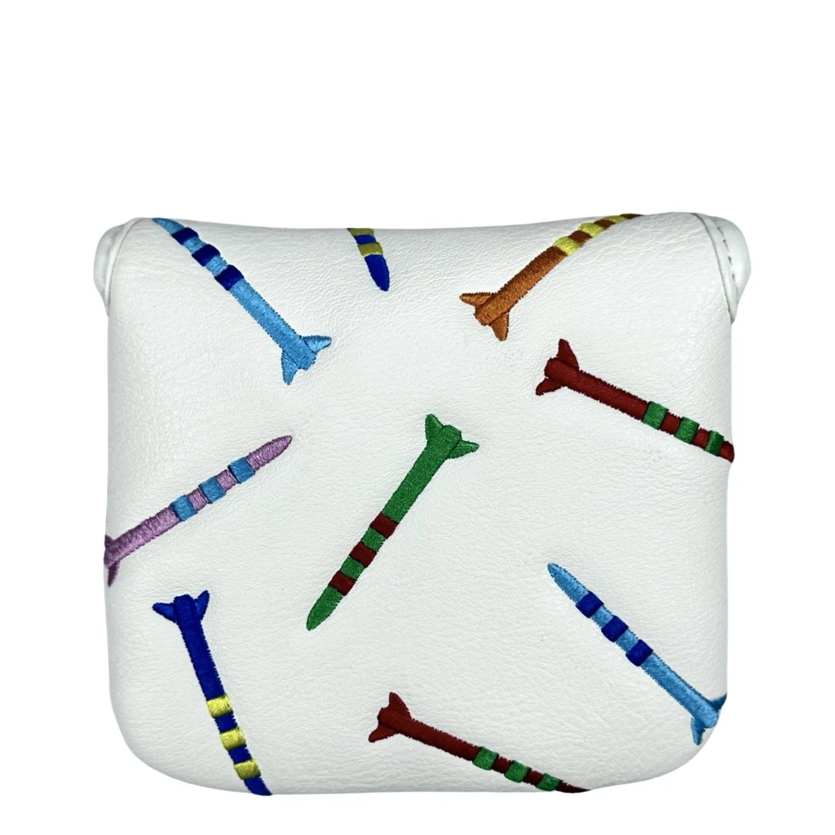 Golf putter protective sleeve with rocket pattern square design in black PU leather