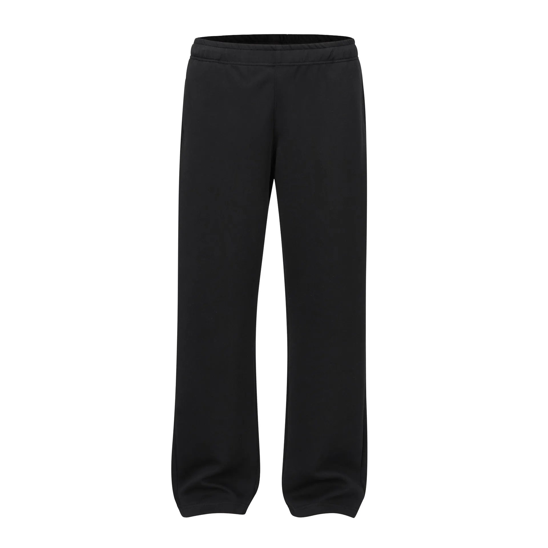 Men's straight-leg cotton casual trousers in black or grey colours with wide cut and mid waist