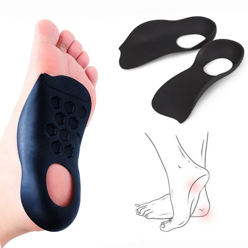 TPR arch support varus correction insole in white, black, and skin colour options.