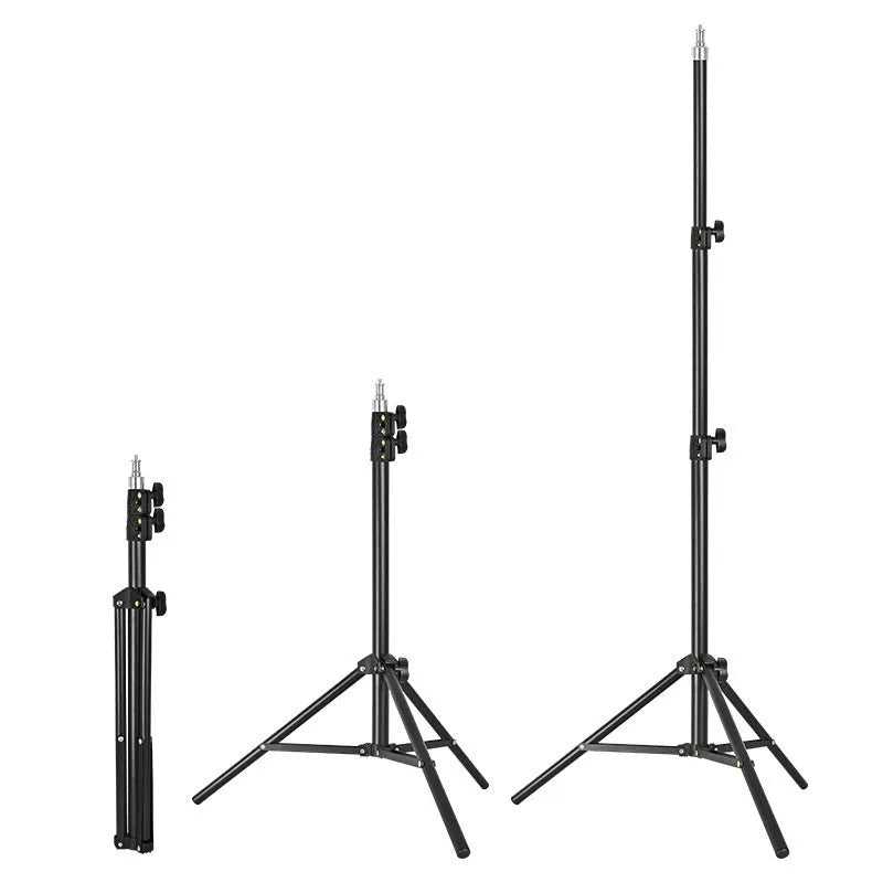 Photography light stand tripod with mobile phone holder in frosted finish