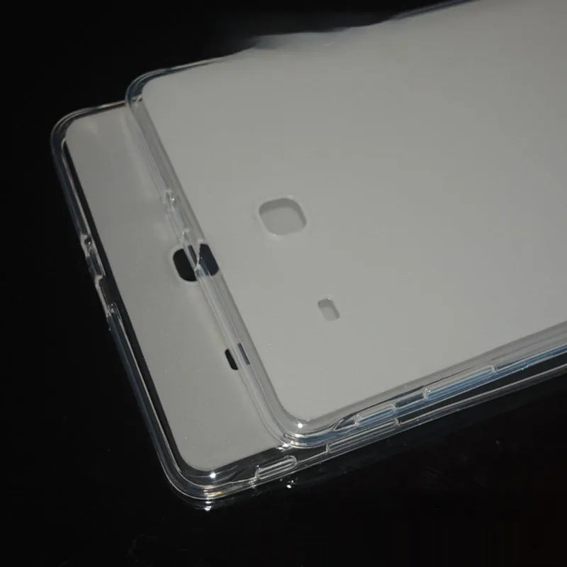Clear silicone protective case for 9.7 inch iPad tablet showing transparent design