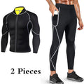 Neoprene men's running sports yoga sauna fitness suit with stitching detail in black
