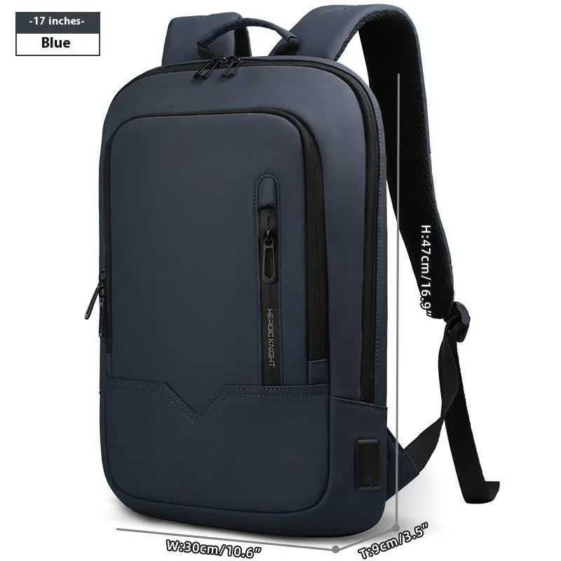 Lightweight polyester commuter backpack with USB port in olive green colour