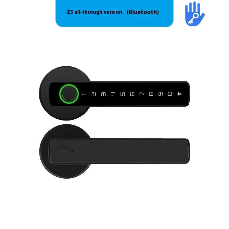 Black smart door lock with spherical handle for indoor wooden doors featuring fingerprint and password entry