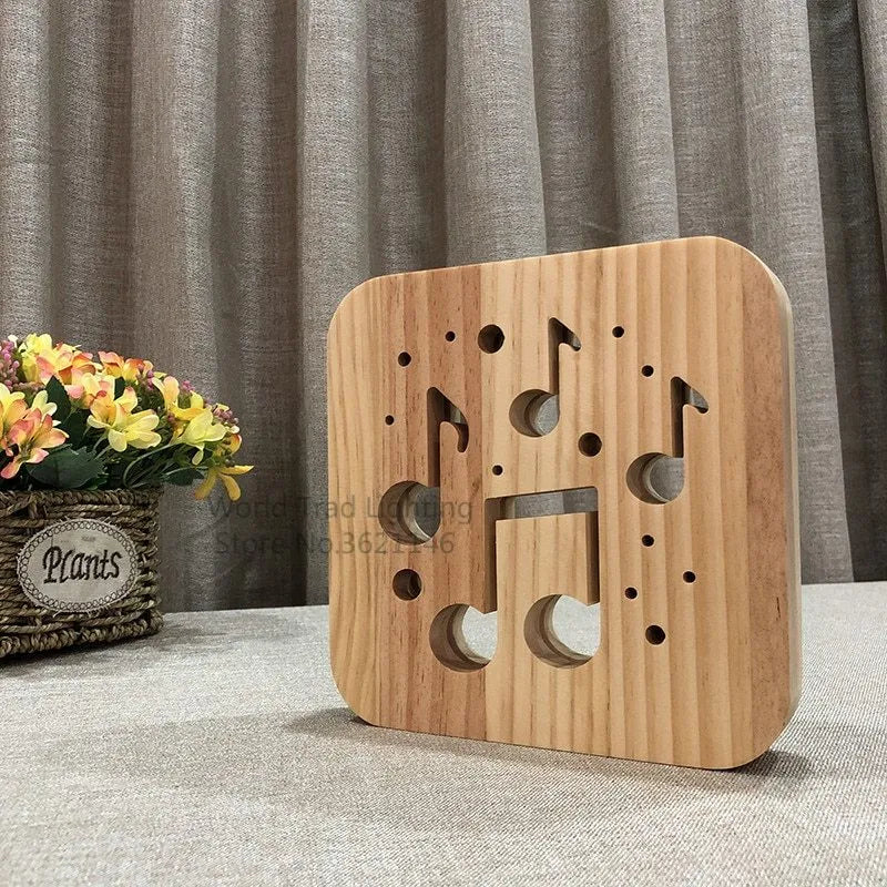 USB-powered wooden cube LED atmosphere light with warm white lighting