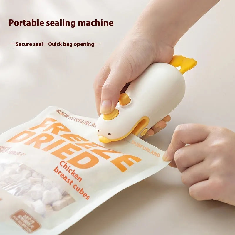 Small yellow duck pattern rechargeable sealing machine with included charging cable