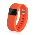 Colourful plastic and ABS bracelet pedometer for tracking steps, distance, and calories on the wrist.
