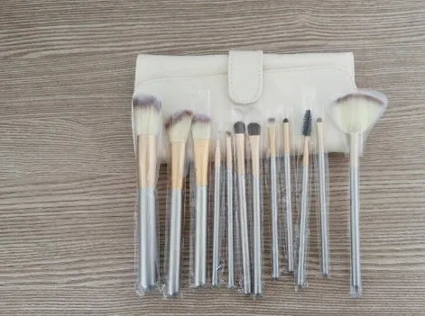 Persian makeup brush set with rice white bristles and champagne coloured handles without logos