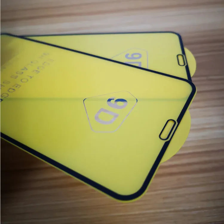 Black tempered glass screen protector for Xiaomi smartphones showing full coverage design