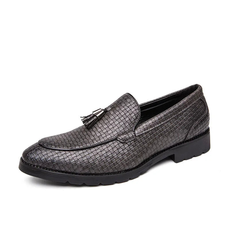 Men's plus size low top PU leather shoes with leather toe holder in black, brown, gray