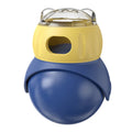 Tumbler Owl plastic puzzle cat feeder in Morandi yellow and blue colours