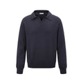 Loose black chemical fibre blend pullover shirt on hanger