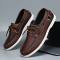Men's British style casual shoes in artificial PU leather with a flat heel and round toe.