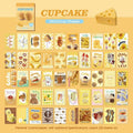 Cartoon sticker book with retro American style showing 4x6cm adhesive stickers in six colour variations