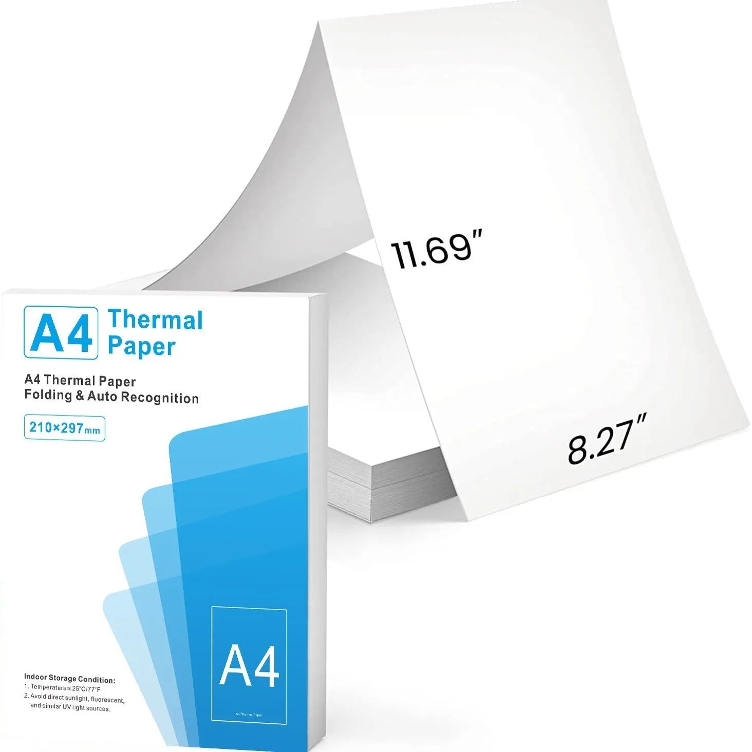 White thermal A4 printing paper sheets with quick-drying thermosensitive coating for office use