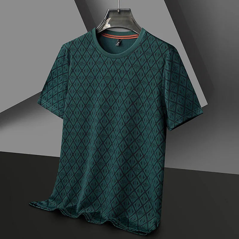 Men's black loose fit short sleeve T-shirt with round neck in Ice Silk antibacterial fabric