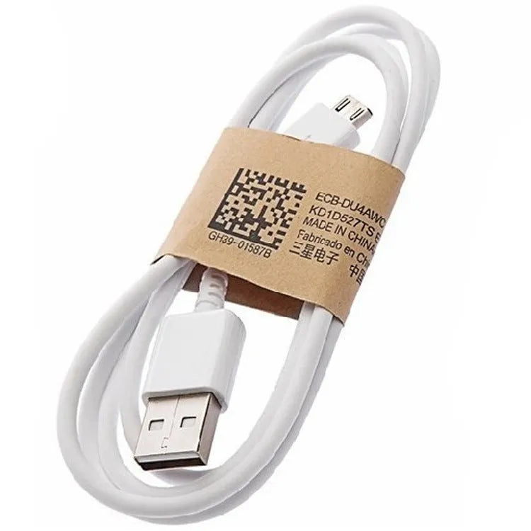 Android smartphone universal micro USB data cable in black or white with 1-metre length