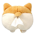 Yellow corgi butt shaped tissue box cover with elastic backing for car sun visor attachment