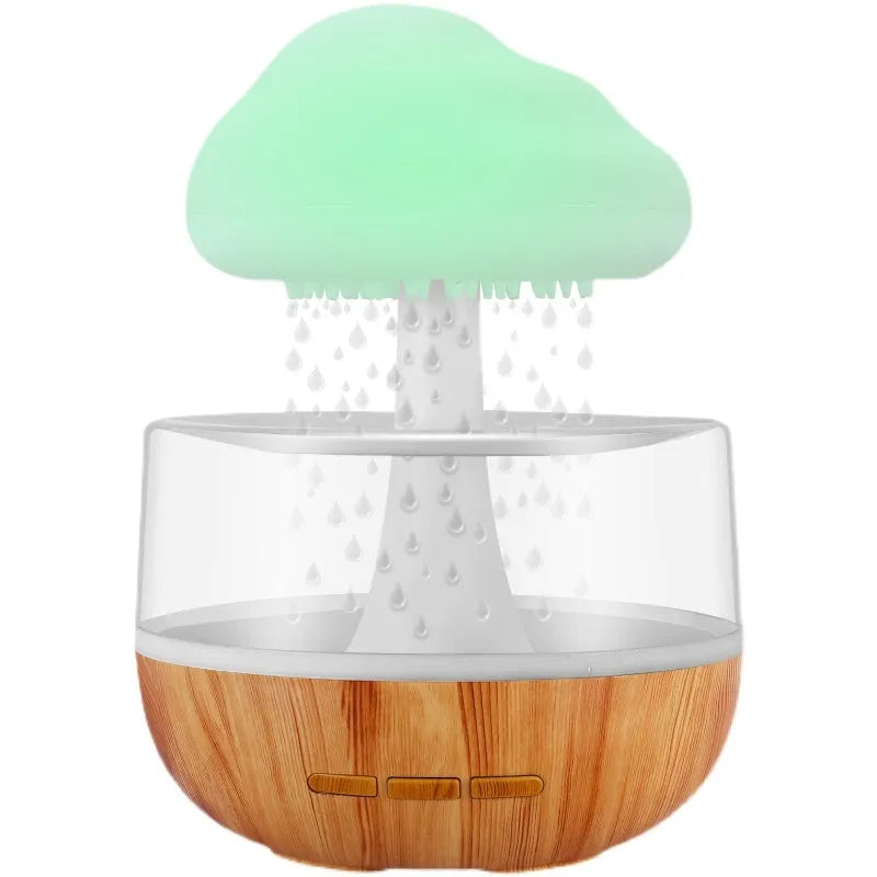 White raining cloud shaped humidifier with colour changing lights and water drop aromatherapy function