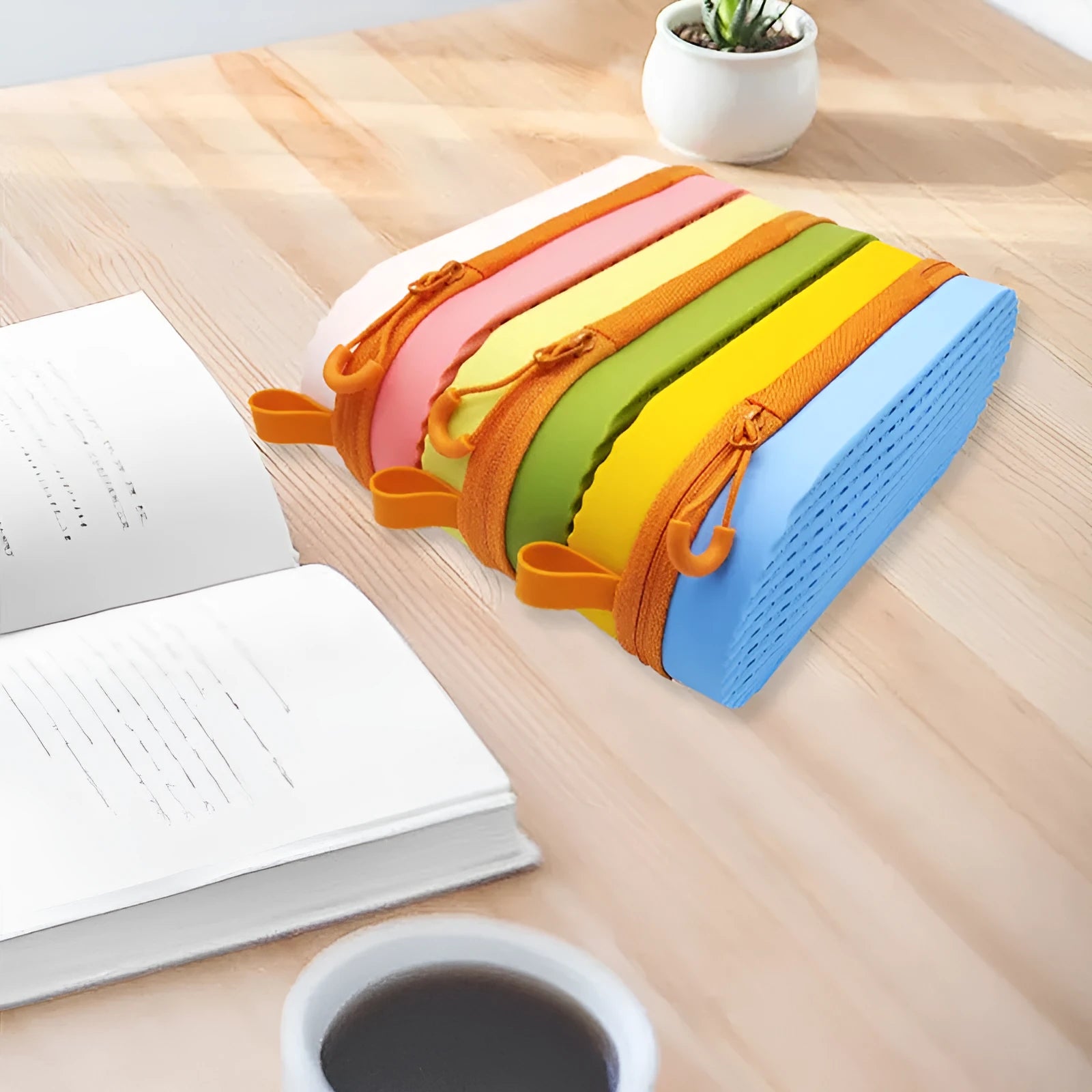 A soft silicone glasses case in a long hand shape, shown in a colour option like black or dark purple rose red.