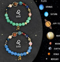Natural stone beaded bracelets for twelve zodiac signs with adjustable thread closures