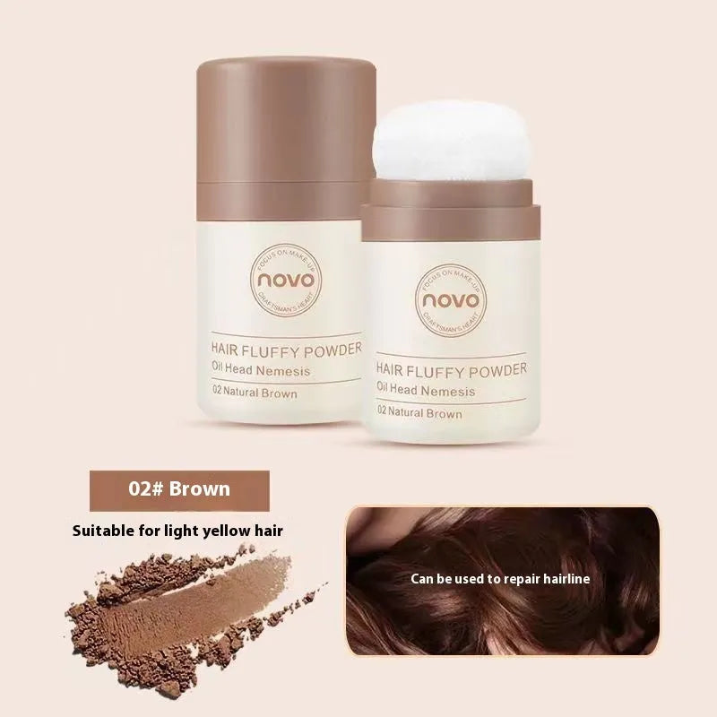 Veejaqa oil control mattifying powder compact in transparent and brown shades for face and bangs.