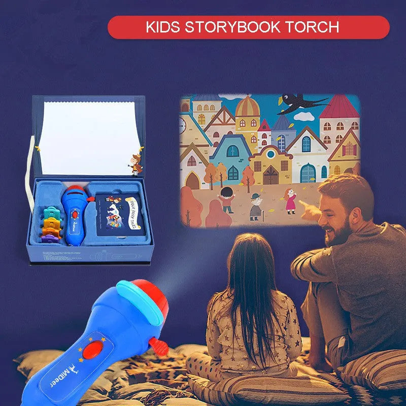 Kids story projector torch with clip-on discs for bedroom ceiling projection