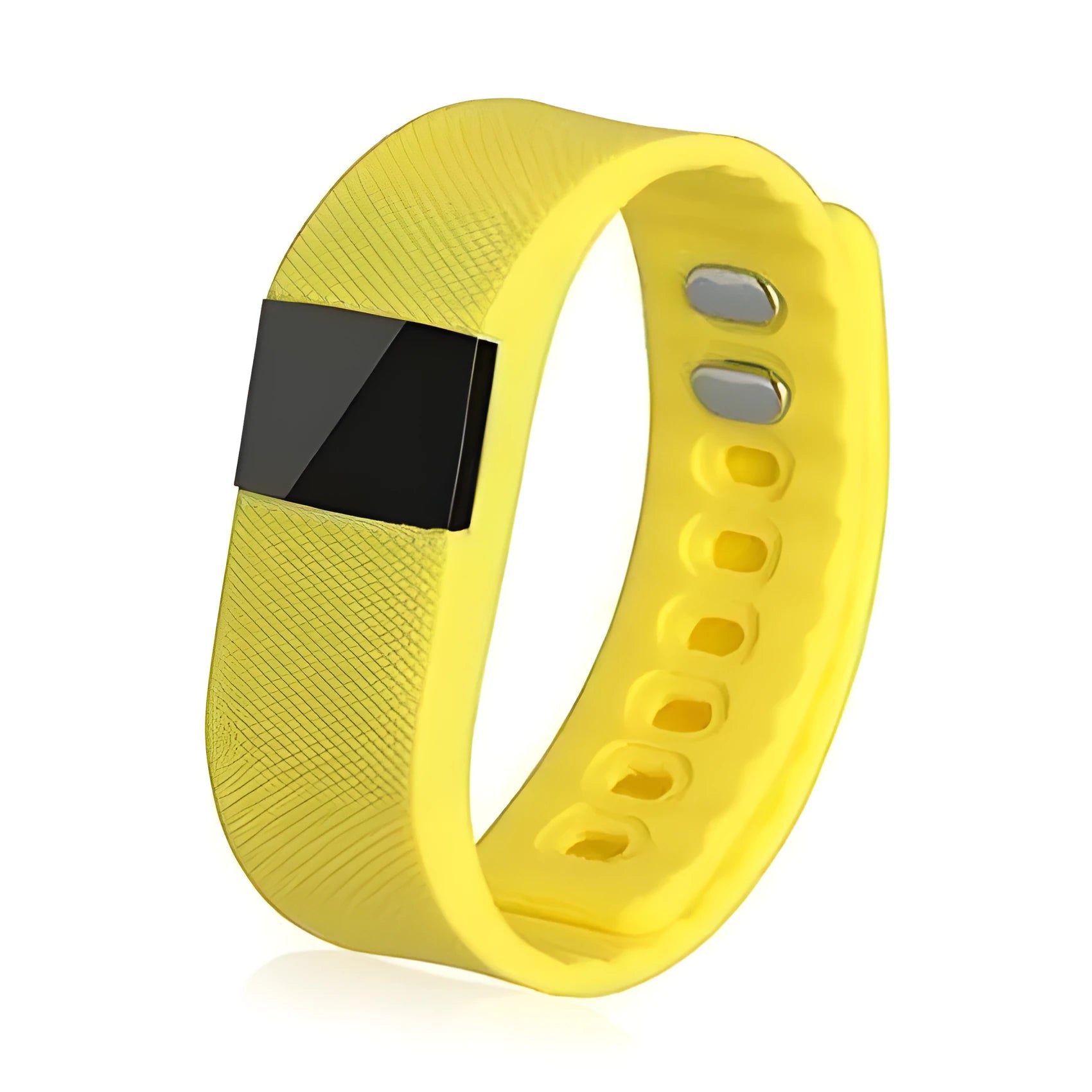 Colourful plastic and ABS bracelet pedometer for tracking steps, distance, and calories on the wrist.