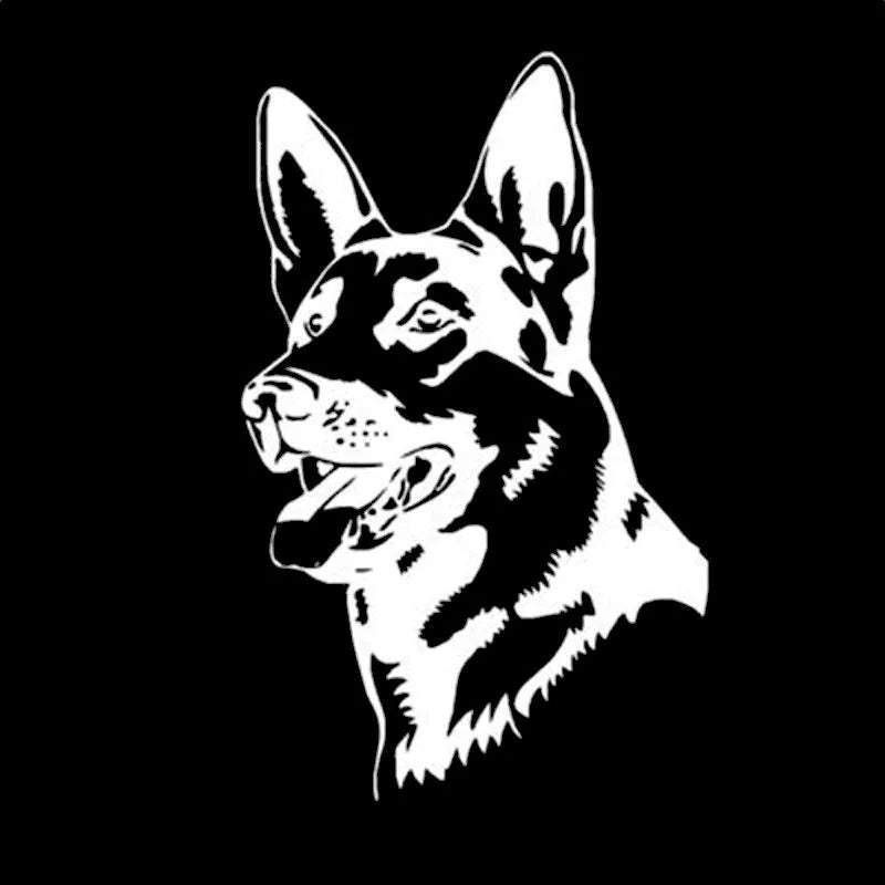 Reflective Alsace Shepherd dog bumper sticker in five colour options measuring 13 by 8 cm