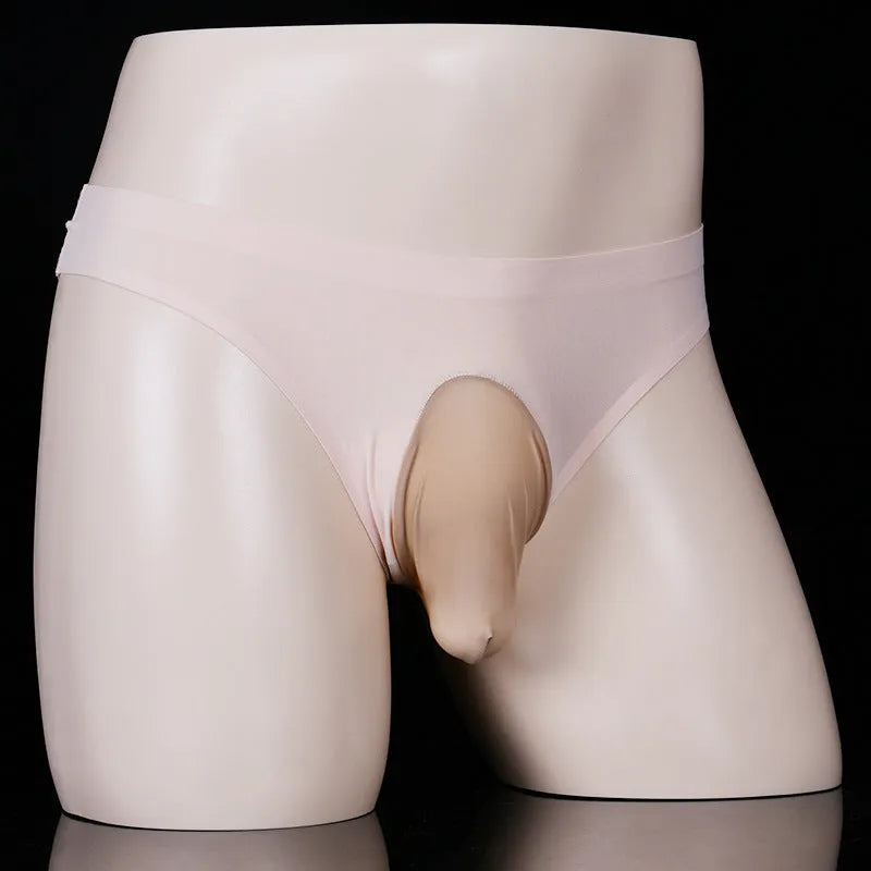 Men's ice silk underwear briefs in T-back design with open, closed and egg mould options