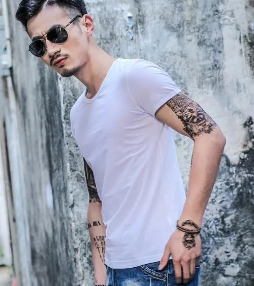 Men's lightweight bamboo fibre t-shirt in various colours on a hanger