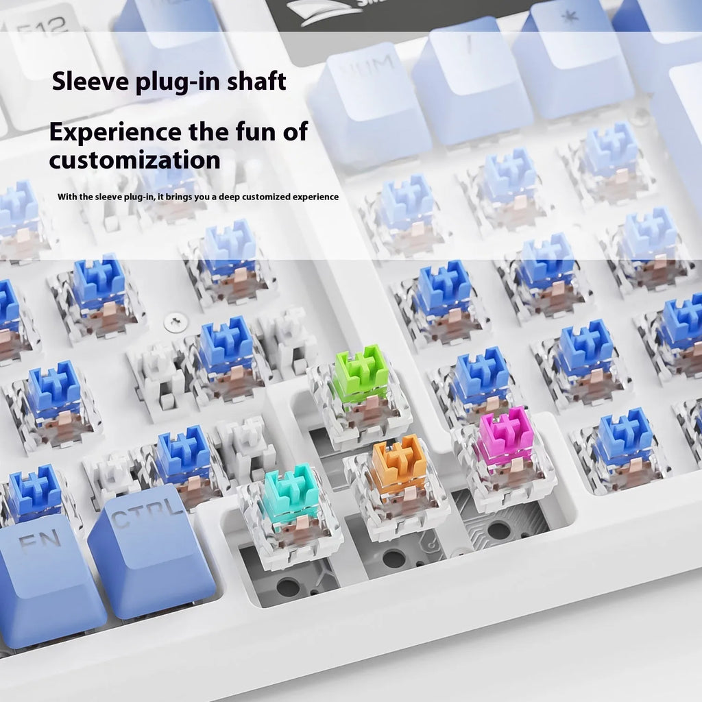 SK15 wired mechanical keyboard for laptops in autumn water blue, black or sunset orange colours
