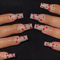 French Love red diamond and cherry design nail art stickers pack with 24 pieces and adhesive glue
