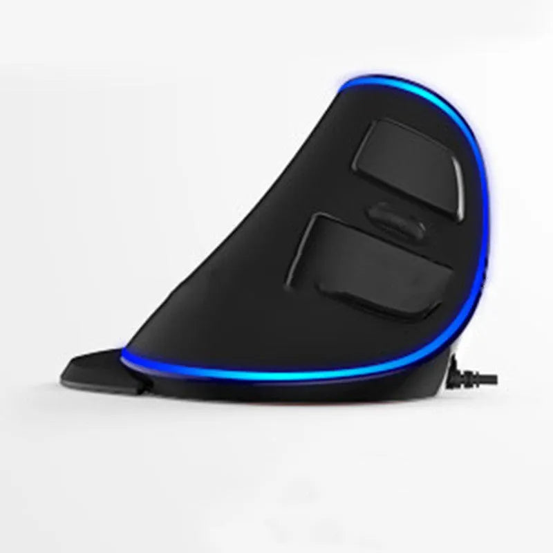 Symphony version vertical ergonomic wired computer mouse with USB cable and RGB lighting.