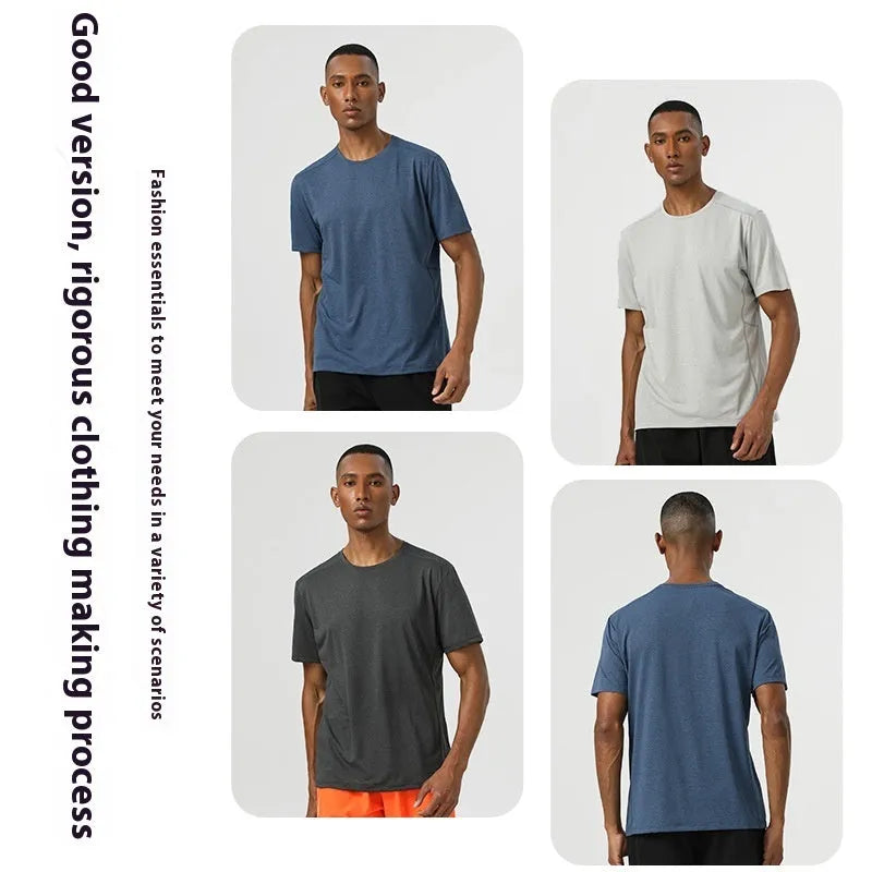 Men's short sleeve sports T-shirt in polyester with reflective trim on sleeve