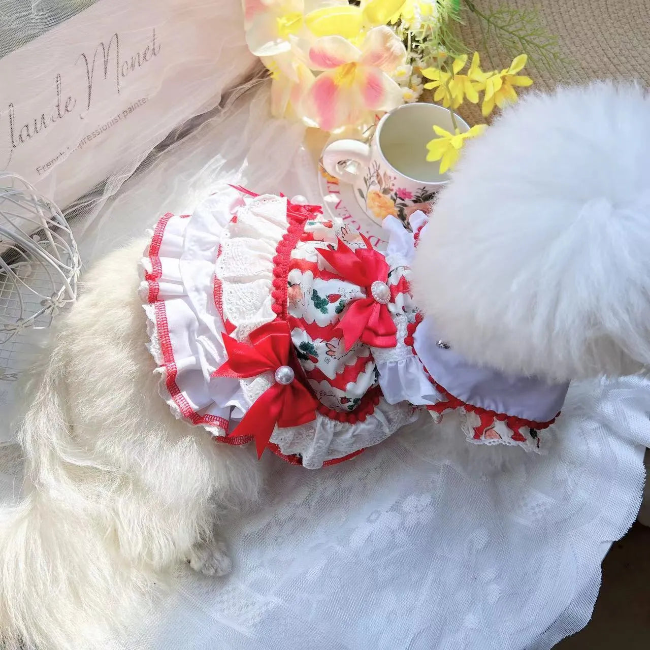 Princess style rabbit skirt dog dress costume for small pets with polyester material