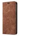 Magnetic flip phone case for iPhone in various colours showing leather and TPU construction