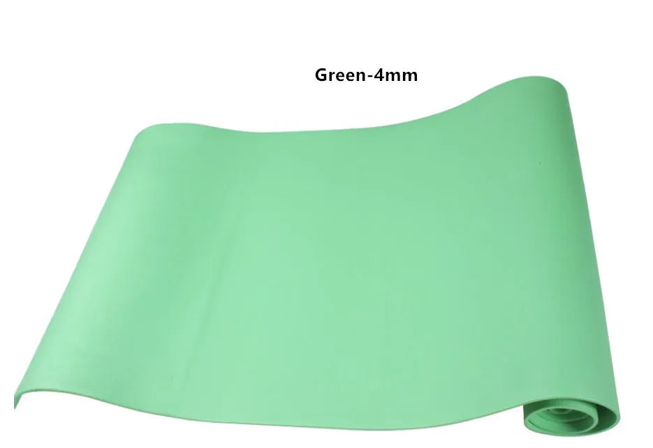Red EVA fitness yoga mat showing its texture, with a 4mm thickness edge visible.